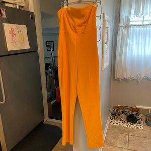 Urban Outfitters Strapless Orange Jumpsuit
